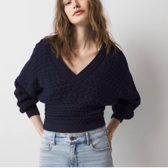 White House Black Market Sweaters - White House Black Market Deep Blue V-Neck Sweater